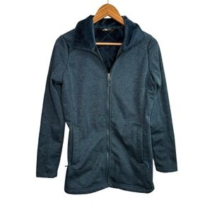 The North Face Women's Jacket Small Blue Fleece Lined Heather Zip Pockets Long